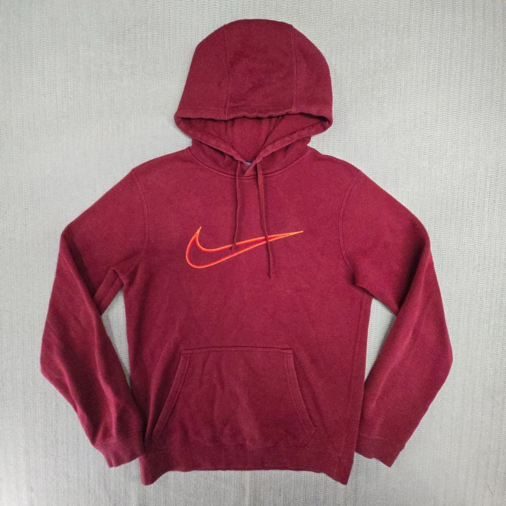 Nike NSW Fleece Pullover‎ Hoodie Sweatshirt Mens Small Red Graphic Swoosh
